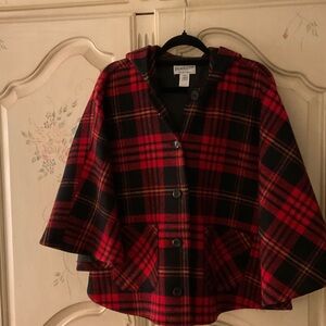 Pendleton Red and Black Plaid Cape